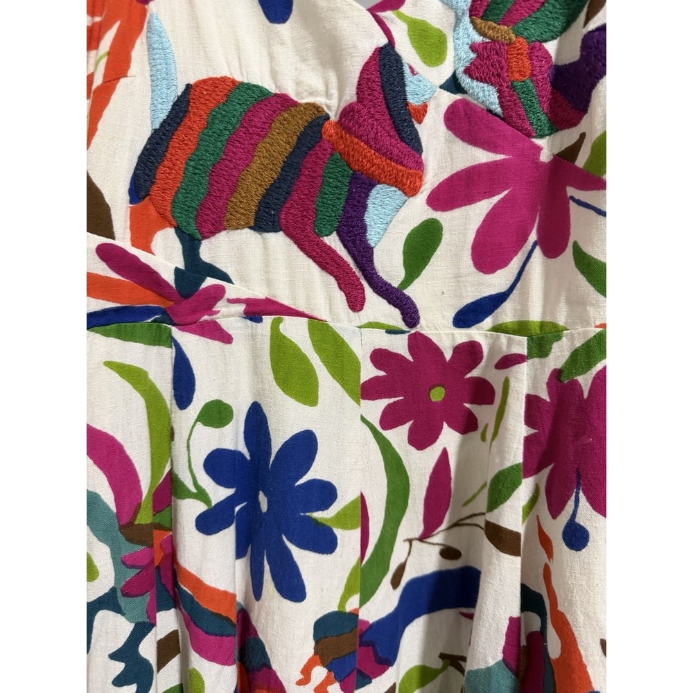 Vanessa‎ Virginia Anthropologie Folk Art Dress Embroidered Floral Animals Size 6 - Picture 8 of 12